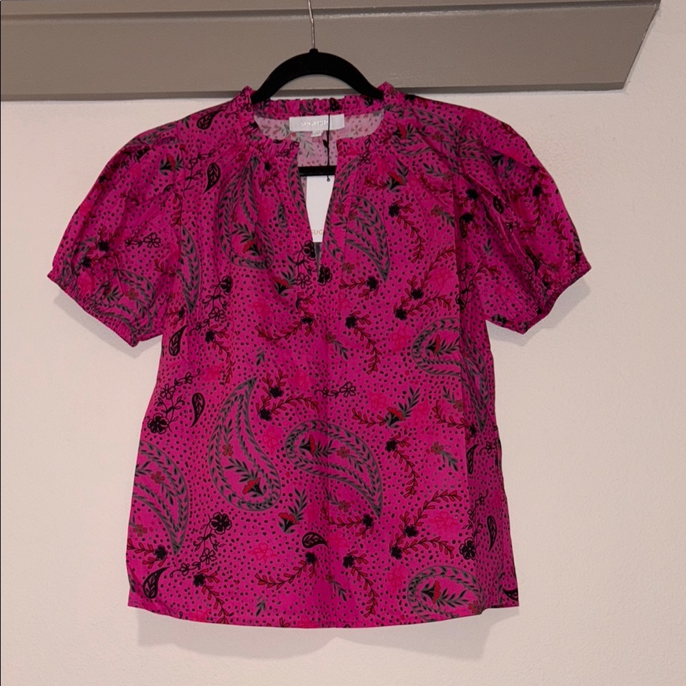 Sugarlips Printed Puff Sleeve Top SZ XS NWT